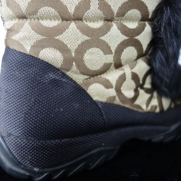 Coach Jennie Monogram Tan & Brown Lace-Up Faux Rabbit Fur Boots, Size 8.5 B - Picture 15 of 16
